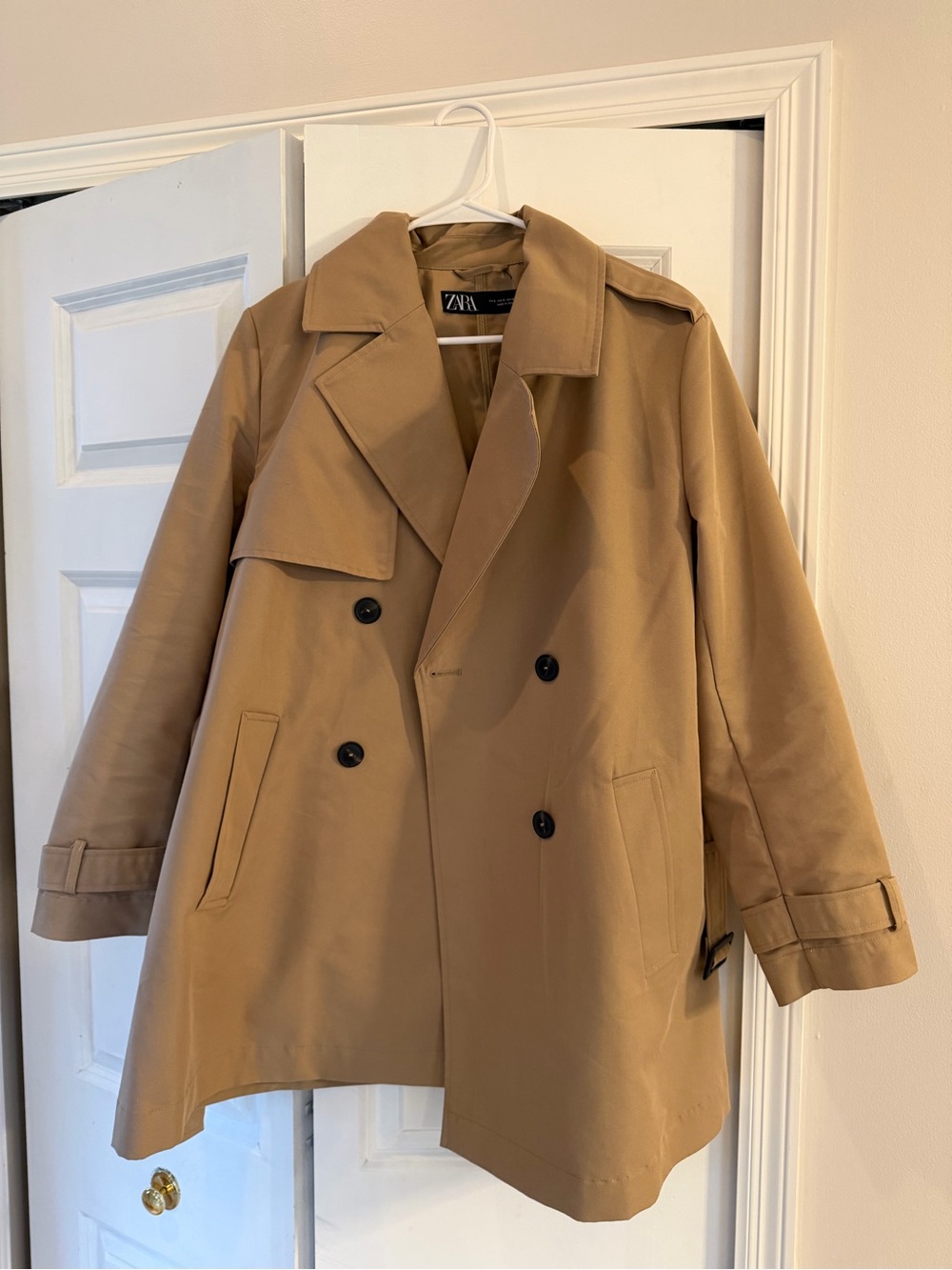 Zara Women’s Camel Double-Breasted Trench Coat